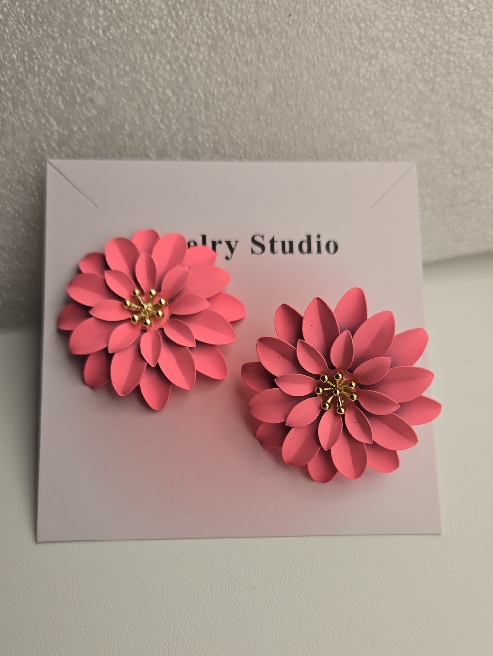Pink Floral Statement Earrings